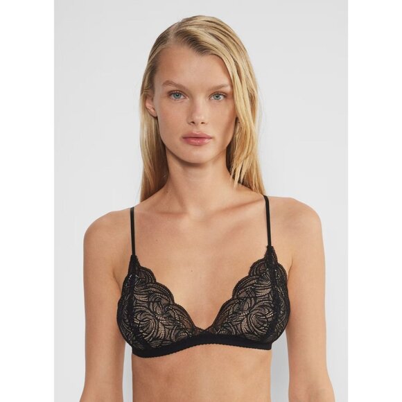 Aritzia TALULA Monterey Light Pink Chantilly Lace Triangle Bralette Bra, Size M - Picture 8 of 12